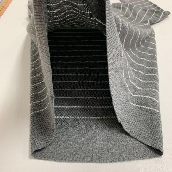 Gap Brooklyn Sweater Womens S Small Grey Merino Wool Striped Ribbed V Neck Knit - Picture 10 of 14